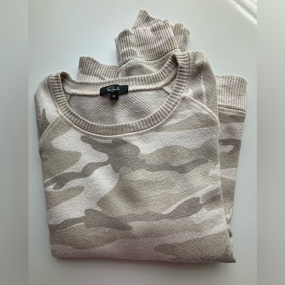 Rails Cream and Tan Camouflage Crew Neck Sweater - Picture 6 of 11